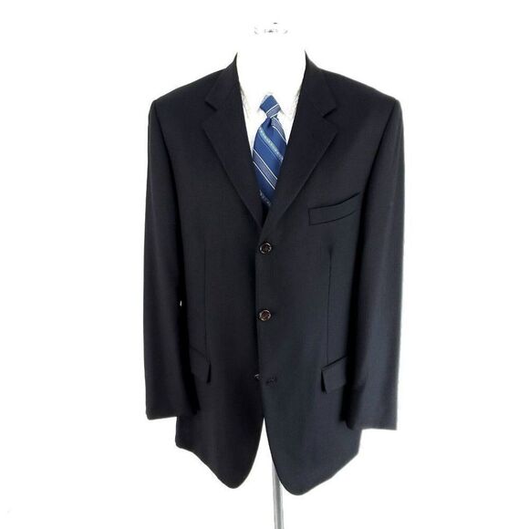 Joseph & Feiss International Worsted Wool 3 Button Sport Coat 40R Black - Picture 3 of 10